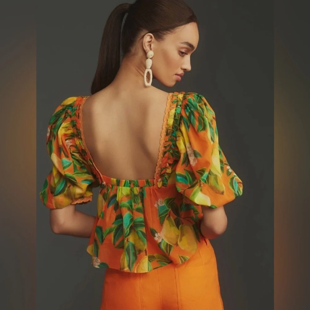 FARM Rio Chic Pears Blouse size Large - Picture 3 of 17